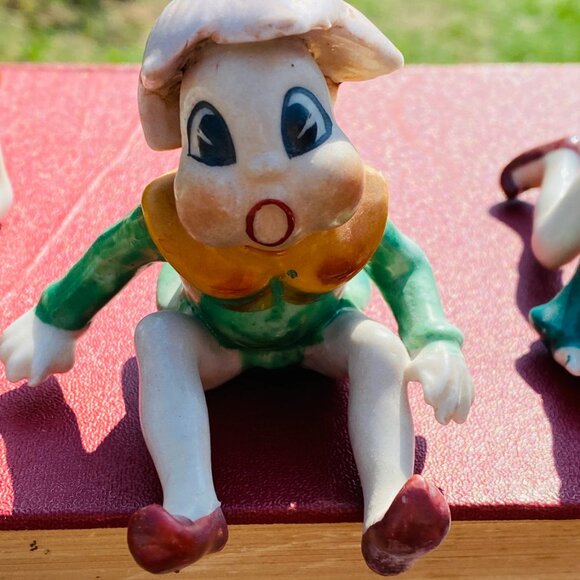 Vintage Occupied Japan Elf Figurines: Blossom Hats, Wee Folks Pixies - Picture 9 of 10